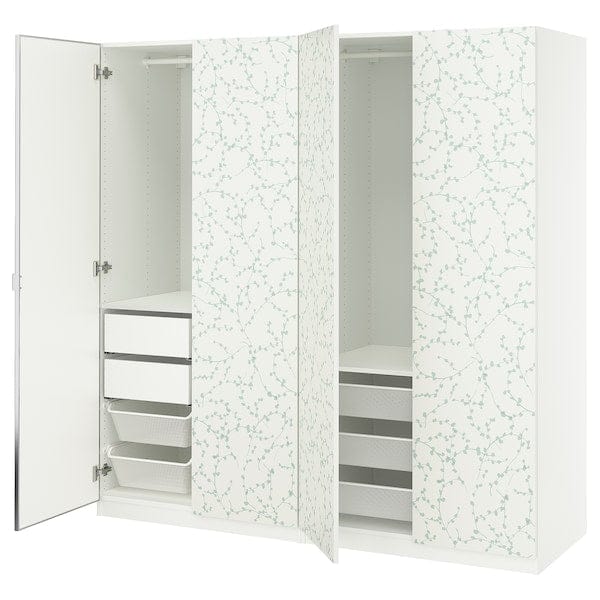 Ikea PAX / LINNABERG/ÅHEIM - Wardrobe combination, fancy white/mirrored glass,200x66x201 cm