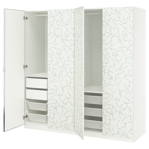 PAX / LINNABERG/ÅHEIM - Wardrobe combination, fancy white/mirrored glass,200x66x201 cm