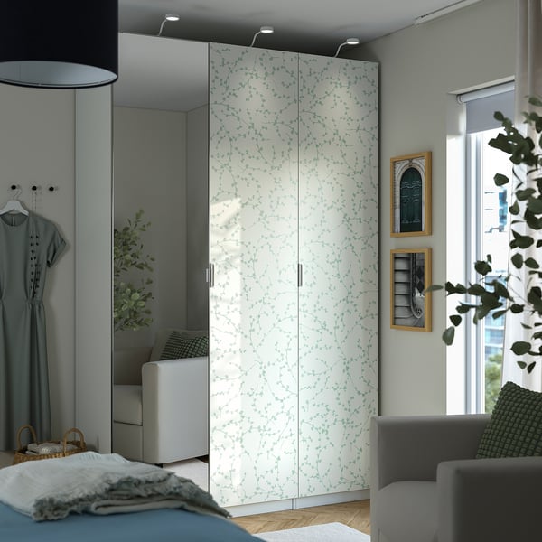 PAX / LINNABERG/ÅHEIM - Wardrobe combination, fancy white/mirrored glass,150x58x236 cm