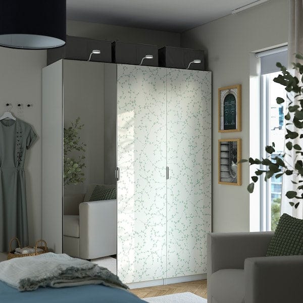 Ikea PAX / LINNABERG/ÅHEIM - Wardrobe combination, fancy white/mirrored glass,150x58x201 cm