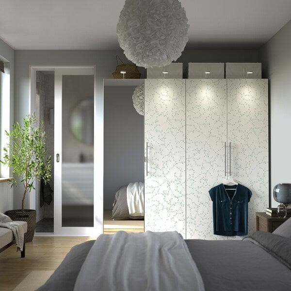 Ikea PAX / LINNABERG/ÅHEIM - Wardrobe combination, fancy white/mirrored glass,200x66x201 cm