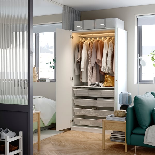 PAX / LINNABERG - Wardrobe combination, white/fantasy,100x60x201 cm