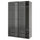 PAX / LUNDBRÄSMA wardrobe with sliding doors, dark grey black/checkered glass, 150x66x236 cm