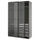 PAX / LUNDBRÄSMA wardrobe with sliding doors, dark grey black/checkered glass, 150x66x236 cm