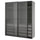 PAX / LUNDBRÄSMA wardrobe with sliding doors, dark grey black/checkered glass, 200x66x236 cm