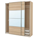 PAX / MEHAMN/AULI wardrobe combination, white stained oak effect double sided/white stained oak effect mirror glass, 200x66x236 cm