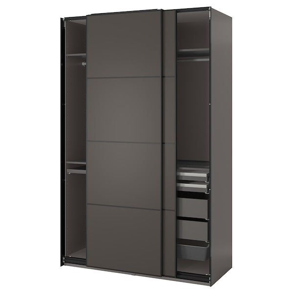 PAX / MEHAMN - Wardrobe combination, dark grey/double-face dark grey,150x66x236 cm