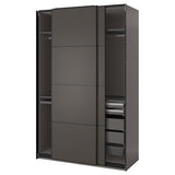 PAX / MEHAMN wardrobe combination, dark grey/double sided dark grey, 150x66x236 cm