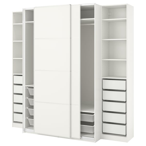 PAX / MEHAMN wardrobe, white/double sided white, 250x66x236 cm