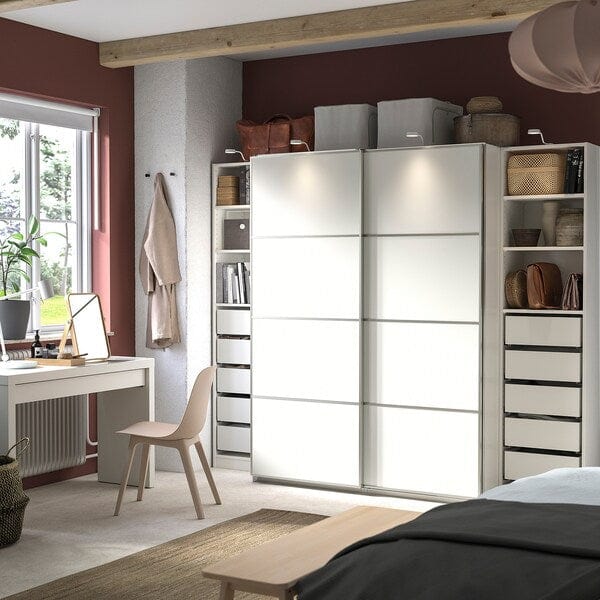 Ikea PAX / MEHAMN - Wardrobe, white/double-face white,250x66x201 cm