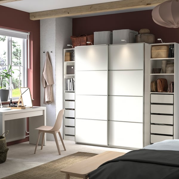 PAX / MEHAMN wardrobe, white/double sided white, 250x66x201 cm