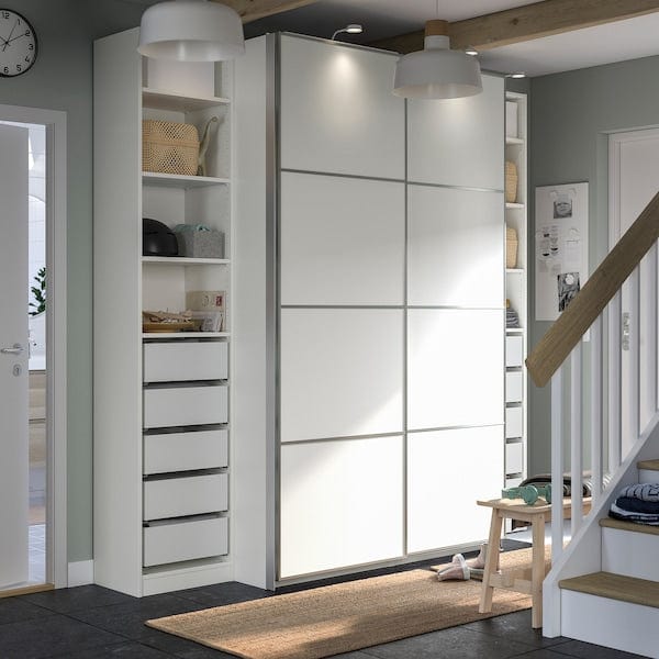 Ikea PAX / MEHAMN - Wardrobe, white/double-face white,250x66x236 cm