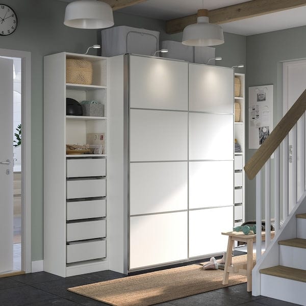 Ikea PAX / MEHAMN - Wardrobe, white/double-face white,250x66x201 cm