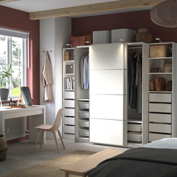 Ikea PAX / MEHAMN - Wardrobe, white/double-face white,250x66x201 cm