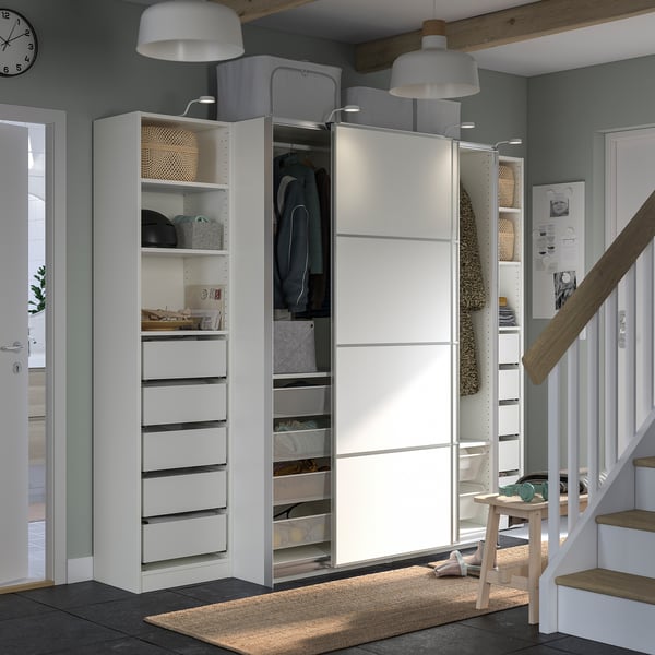 PAX / MEHAMN wardrobe, white/double sided white, 250x66x201 cm