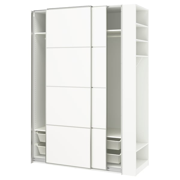PAX / MEHAMN wardrobe with sliding doors, white aluminum/white, 170x66x236 cm Wardrobe with sliding doors, white aluminum/white,170x66x236 cm