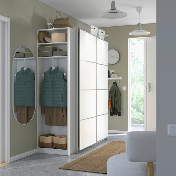 PAX / MEHAMN wardrobe with sliding doors, white aluminum/white, 170x66x201 cm Wardrobe with sliding doors, white aluminum/white,170x66x201 cm