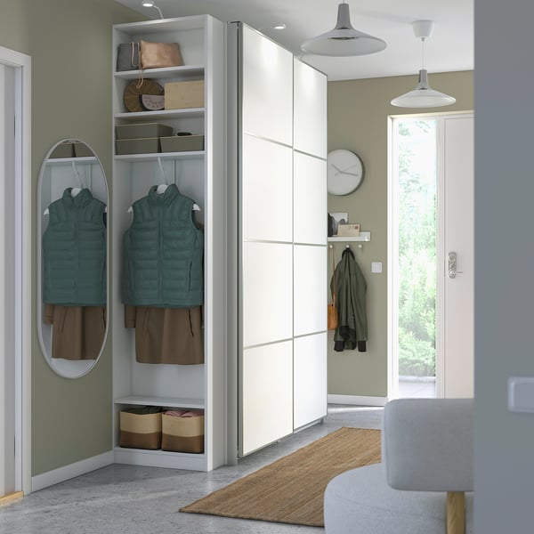 PAX / MEHAMN wardrobe with sliding doors, white aluminum/white, 170x66x236 cm Wardrobe with sliding doors, white aluminum/white,170x66x236 cm