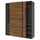 PAX / MEHAMN wardrobe with sliding doors, dark grey black/double sided walnut, 200x66x236 cm