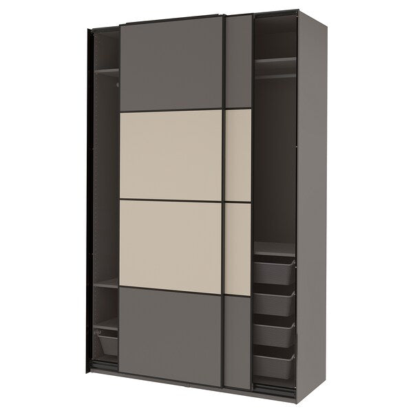 PAX / MEHAMN - Wardrobe, double-sided dark grey/grey-beige,150x66x236 cm