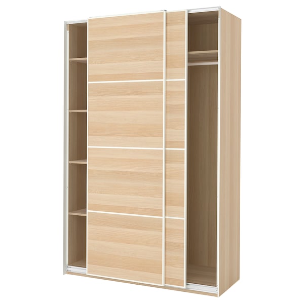 PAX / MEHAMN - Wardrobe, oak effect with white stain/double-face oak effect with white stain,150x66x236 cm