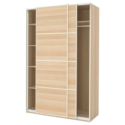 Ikea PAX / MEHAMN - Wardrobe, oak effect with white stain/double-face oak effect with white stain,150x66x236 cm