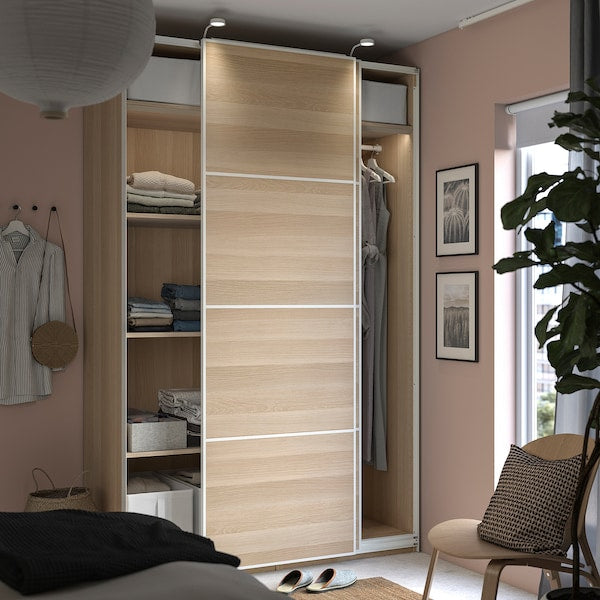 PAX / MEHAMN - Wardrobe, oak effect with white stain/double-face oak effect with white stain,150x66x236 cm