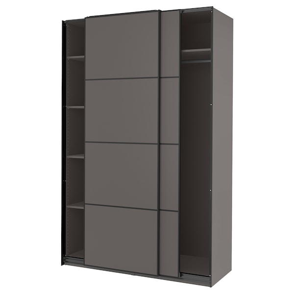 PAX / MEHAMN - Wardrobe, dark/double-face grey,150x66x236 cm