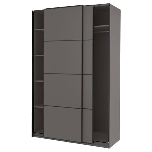 Ikea PAX / MEHAMN - Wardrobe, dark/double-face grey,150x66x236 cm