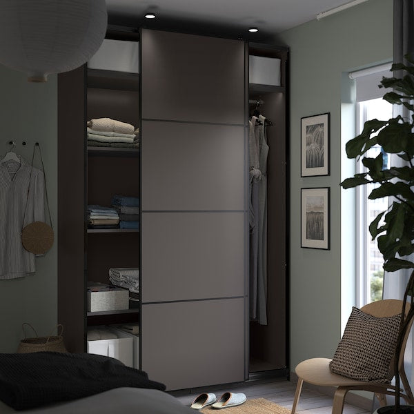 PAX / MEHAMN - Wardrobe, dark/double-face grey,150x66x236 cm