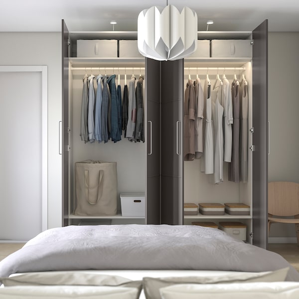 PAX / MERÅKER - Wardrobe, white/dark grey,200x60x236 cm