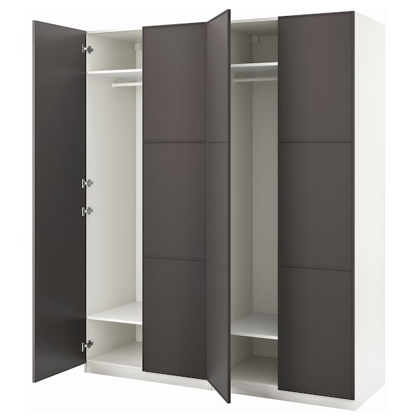 PAX / MERÅKER - Wardrobe, white/dark grey,200x60x236 cm