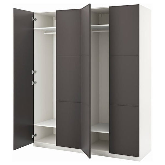 Ikea PAX / MERÅKER - Wardrobe, white/dark grey,200x60x236 cm