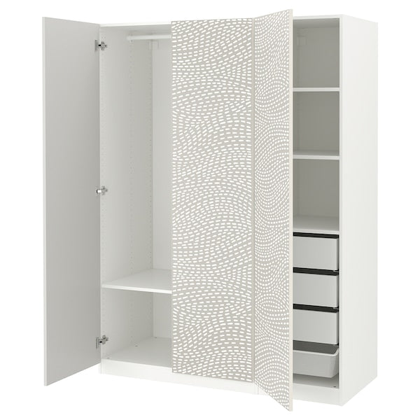 PAX / MISTUDDEN - Wardrobe combination, white/grey patterned,150x60x201 cm