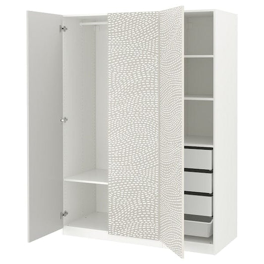 Ikea PAX / MISTUDDEN - Wardrobe combination, white/grey patterned,150x60x201 cm