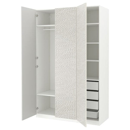 Ikea PAX / MISTUDDEN - Wardrobe combination, white/grey patterned,150x60x236 cm