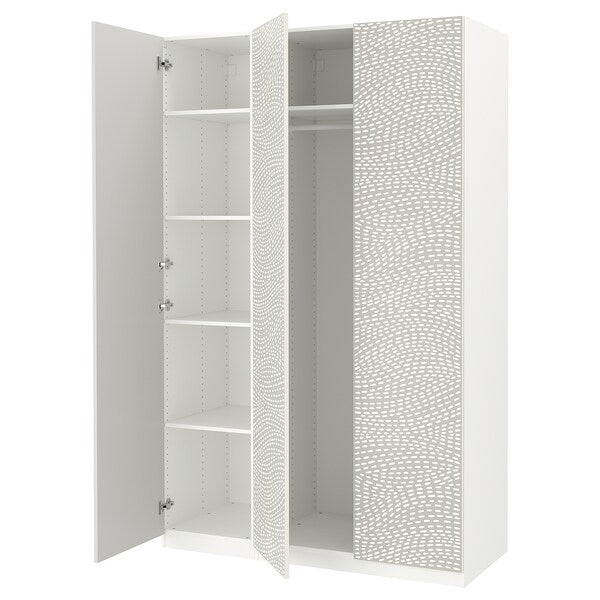 PAX / MISTUDDEN - Wardrobe combination, white/grey patterned,150x60x236 cm