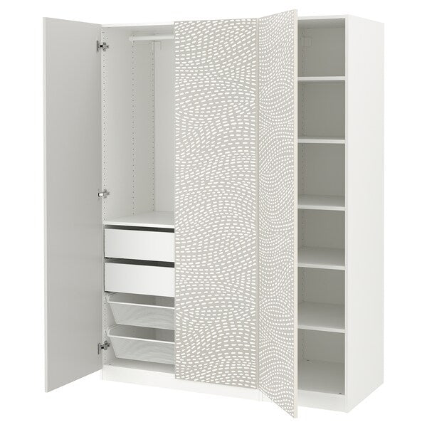 PAX / MISTUDDEN - Wardrobe combination, white/grey patterned,150x60x201 cm