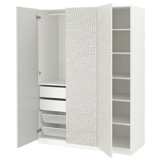 Ikea PAX / MISTUDDEN - Wardrobe combination, white/grey patterned,150x60x201 cm