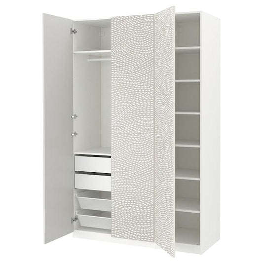 Ikea PAX / MISTUDDEN - Wardrobe combination, white/grey patterned,150x60x236 cm