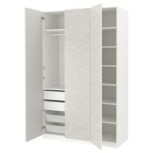 PAX / MISTUDDEN - Wardrobe combination, white/grey patterned,150x60x236 cm