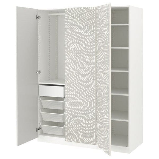 Ikea PAX / MISTUDDEN - Wardrobe combination, white/grey patterned,150x60x201 cm