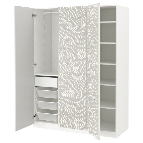 PAX / MISTUDDEN - Wardrobe combination, white/grey patterned,150x60x201 cm