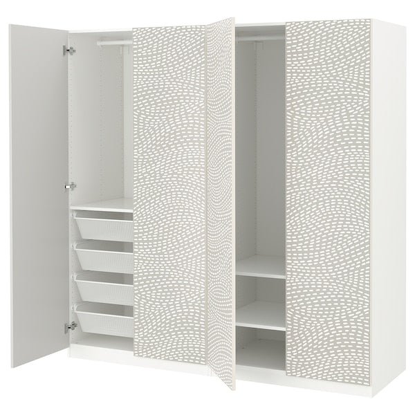 PAX / MISTUDDEN - Wardrobe combination, white/fancy grey,200x60x201 cm