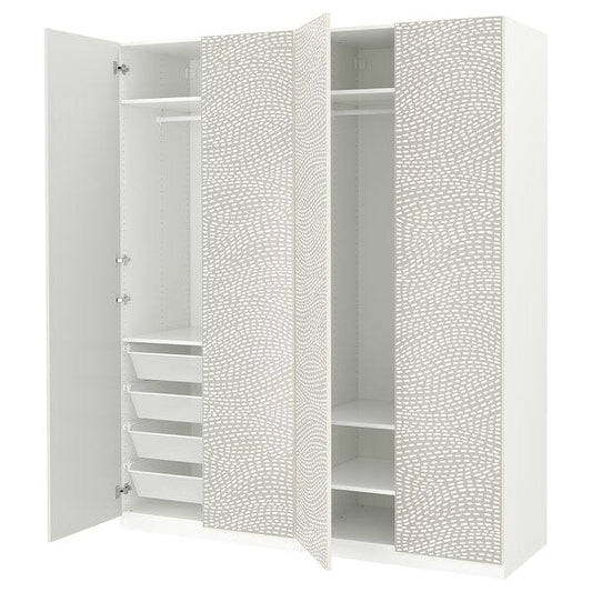 Ikea PAX / MISTUDDEN - Wardrobe combination, white/grey patterned,200x60x236 cm