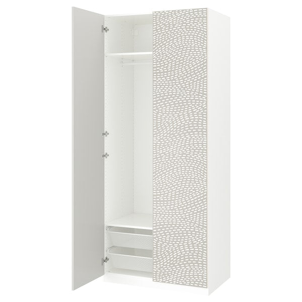 PAX / MISTUDDEN - Wardrobe combination, white/grey patterned,100x60x236 cm