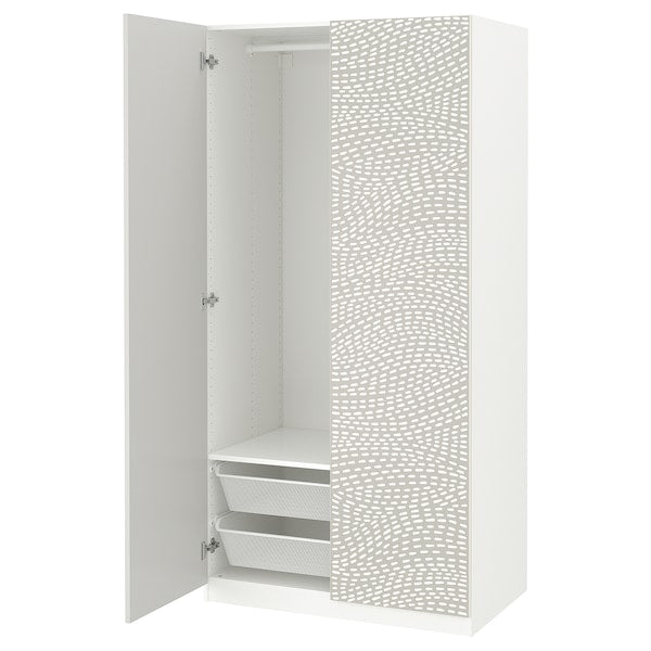 PAX / MISTUDDEN - Wardrobe combination, white/grey patterned,100x60x201 cm