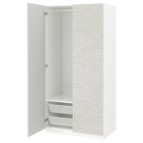 PAX / MISTUDDEN - Wardrobe combination, white/grey patterned,100x60x201 cm