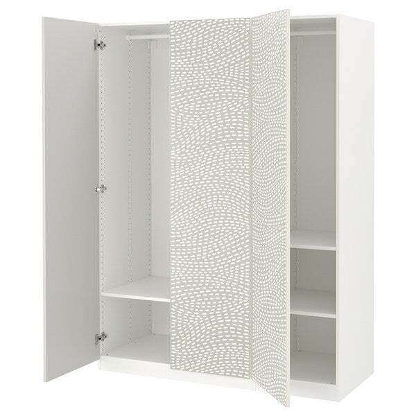 PAX / MISTUDDEN - Wardrobe combination, white/grey patterned,150x60x201 cm