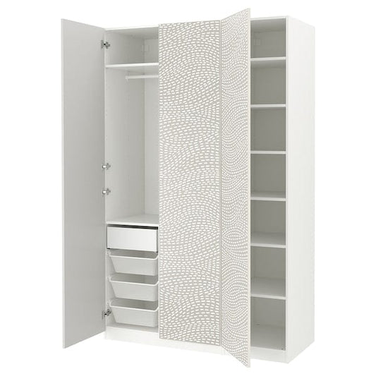 Ikea PAX / MISTUDDEN - Wardrobe combination, white/grey patterned,150x60x236 cm